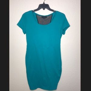 Forever 21 plus teal midi dress with sheer Panel
